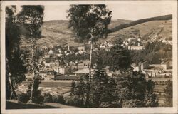 Vsetín, Czechoslovakia - Town View with Train Station Postcard