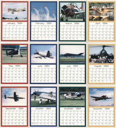 1994 Airplane Calendar Set Postcard