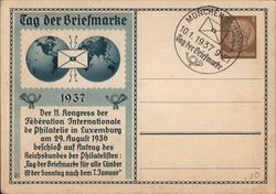 1937 Tag der Briefmarke (Stamp Day) Postcard Postcard