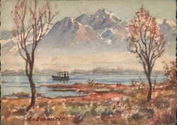 Locarno-Camoghe, Switzerland Lake Scene with Boat Postcard