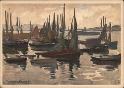 Swiss Seascape, Boats at Anchor Postcard