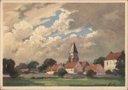 Village Church, Landscape Painting by Jacques Bille Postcard