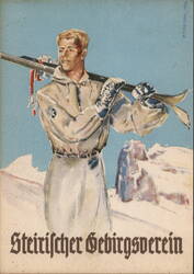 Steirischer Gebirgsverein Man with Skis Skiing Postcard Postcard Postcard