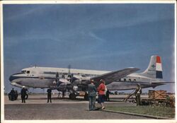 KLM Douglas DC-6 Airliner at Airport Postcard