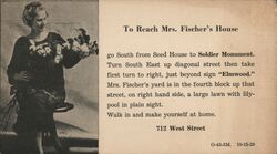 Directions to Mrs. Fischer's House, 712 West Street Blotter