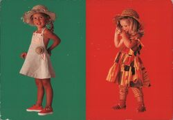 Two Little Girls Modeling Naf Naf Children's Clothing Modern (1970's to Present) Postcard Postcard Postcard