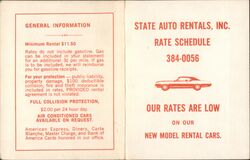 State Auto Rentals, Inc. Rate Schedule, Bridgeport, CT Connecticut Ephemera Ephemera Ephemera