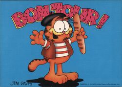 Garfield Bonjour French Cat Postcard Cartoons Jim Davis Postcard Postcard