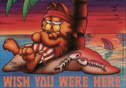 Garfield Pirate "Wish You Were Here" Postcard