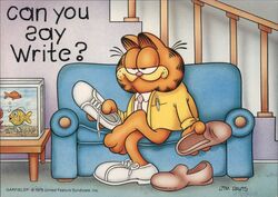 Garfield Comic Postcard: Can You Say Write? Cartoons Jim Davis Postcard Postcard