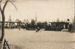 Children Playing in a Park, Japan, RPPC Original Photograph