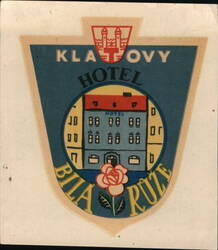 Hotel Bila Ruze, Klaovy, Czechoslovakia Advertising Label Decal