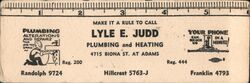 Lyle E. Judd Plumbing and Heating Business Card Ruler St. Adams Blotter