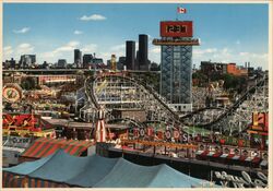 CNE Midway, The Flyer Rollercoaster & Observation Tower, Toronto Postcard