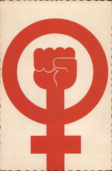 Feminist Power Symbol in Red Social History Postcard Postcard Postcard