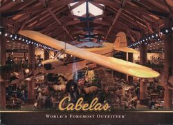 Cabela's, Lacey, WA - Interior with Piper Cub Airplane Postcard