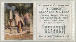 Superior Cleaners & Dyers, San Jacinto, California - December 1921 Advertising Blotter Blotter Blotter