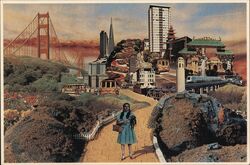 Somewhere Over the Rainbow, San Francisco Collage Postcard