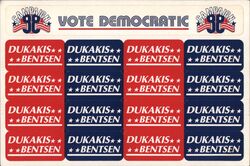 1988 Dukakis Bentsen Democratic Presidential Campaign Stickers Political Postcard Postcard Postcard