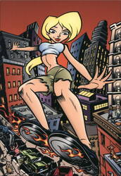 Giantess in City, Soap Shoes Postcard Postcard