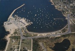 Sakonnet Harbor, Little Compton, Rhode Island - Aerial View Postcard