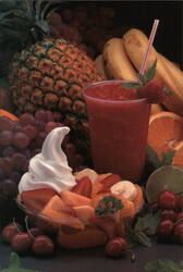 Assortment of Fresh Fruit with Fruit Salad and Smoothie Postcard