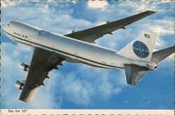 Pan Am 747 Jumbo Jet Airliner in Flight Postcard