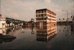 1993 Flood, Mississippi River, Quad Cities, IA & IL Postcard