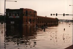 1993 Great Flood, Freight House, Quad Cities, Mississippi River Postcard