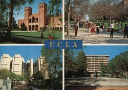 UCLA Royce Hall, Campus Walk, Powell Library, Sculpture Garden Postcard