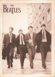 The Beatles Walking Down a London Street Postcard