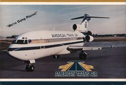 American Trans Air Boeing 727 Airplane at Indianapolis Airport Postcard