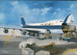 El Al Cargo Boeing 747-F Airplane Being Loaded Postcard