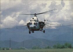 Aeroflot MI-2 Helicopter Spraying Crops Postcard