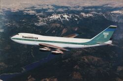 Transamerica Airlines Boeing 747-200 Jet Airliner Postcard