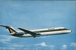 Alitalia McDonnell Douglas DC-9-30 Airplane in Flight Postcard