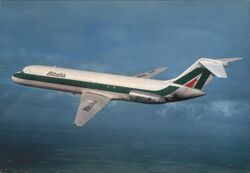 Alitalia McDonnell Douglas DC-9 Airplane in Flight Postcard