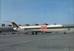 Alitalia DC-9-30F Cargo Aircraft at Airport Postcard