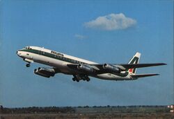 Alitalia Douglas DC-8-62 Airplane Taking Off Postcard