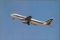 Alitalia Airbus A300-B4-200 Airplane in Flight Postcard