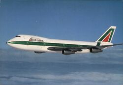 Alitalia Boeing 747-243B Combi Jet Airliner In Flight Postcard