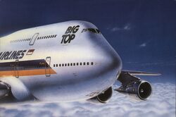 Singapore Airlines Big Top 747 Jumbo Jet Airliner Postcard