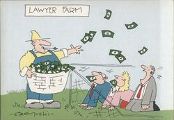 Lawyer Farm Cartoon Postcard by Stromoski Cartoons Rick Stromoski Postcard Postcard