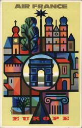 Air France Europe Travel Poster Postcard Postcard