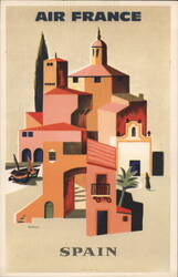 Air France Spain Travel Poster Advertisement Postcard Postcard