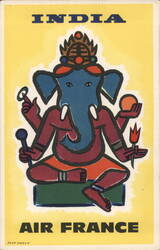 India, Ganesha, Air France Advertising Postcard Postcard