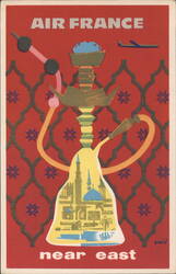 Air France Near East Hookah Travel Poster Advertisement Postcard Postcard