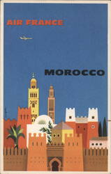 Air France Morocco Travel Poster Advertisement Postcard Postcard