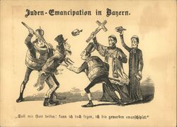 Antisemitic postcard mocking Jewish emancipation in Bavaria Germany Judaica Postcard Postcard Postcard