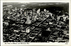 Air View Of Miami And Biscayne Bay Florida Postcard Postcard